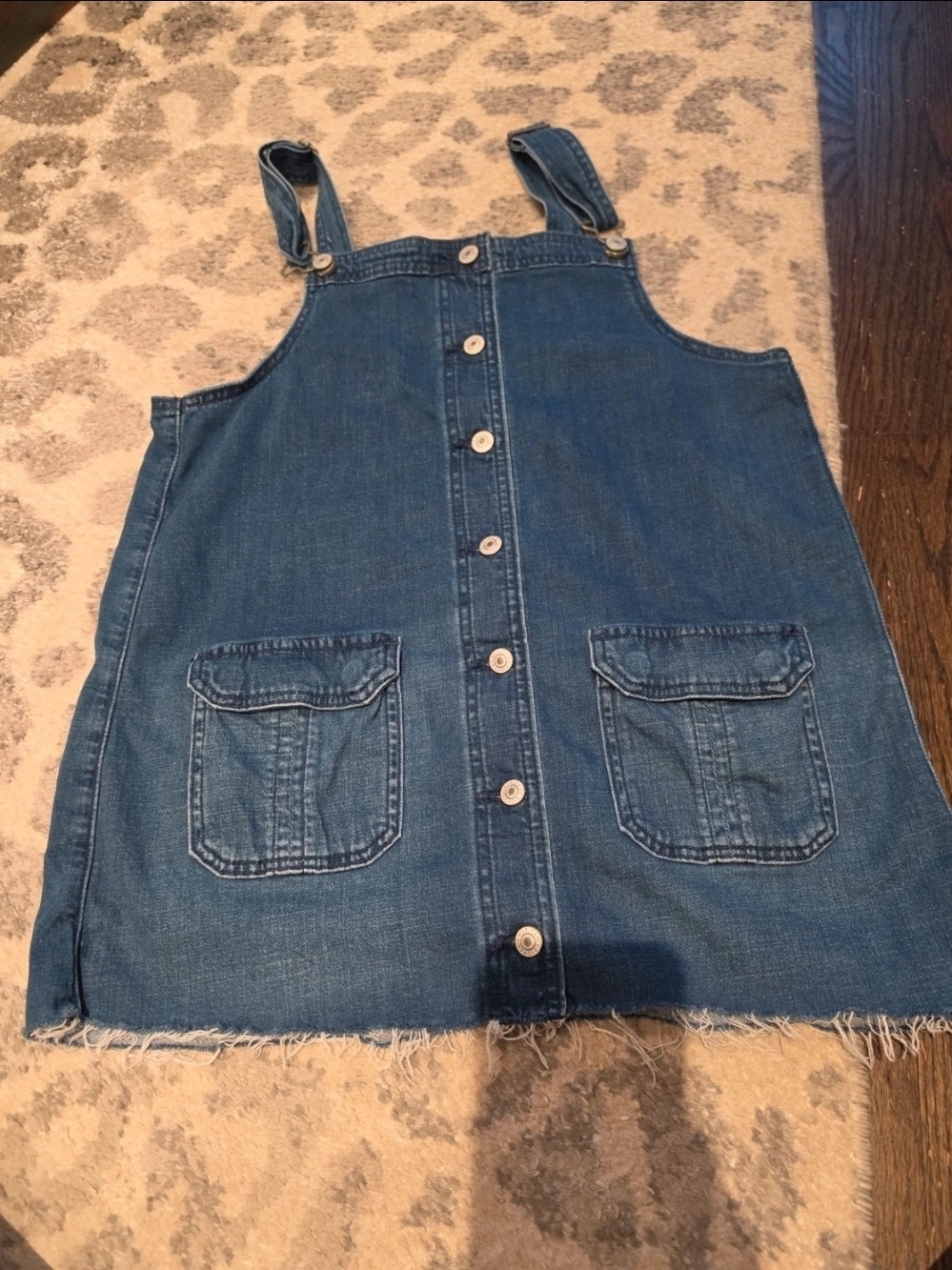 American Eagle Outfitters Denim Button Pinafore Dress - Blue